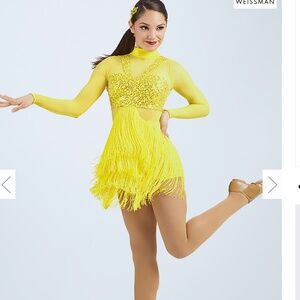 Weissman Yellow Fringe Sequin Dance Costume Size: LC (14) WN 11041